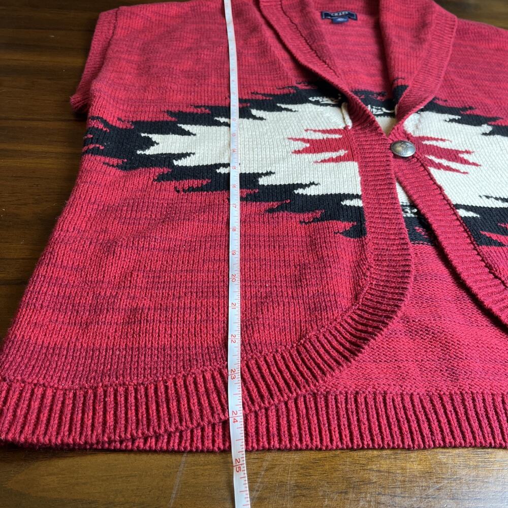Chaps Red Southwestern Knit Concho Button Sweater Vest Womens XL Western Boho - Picture 4 of 8